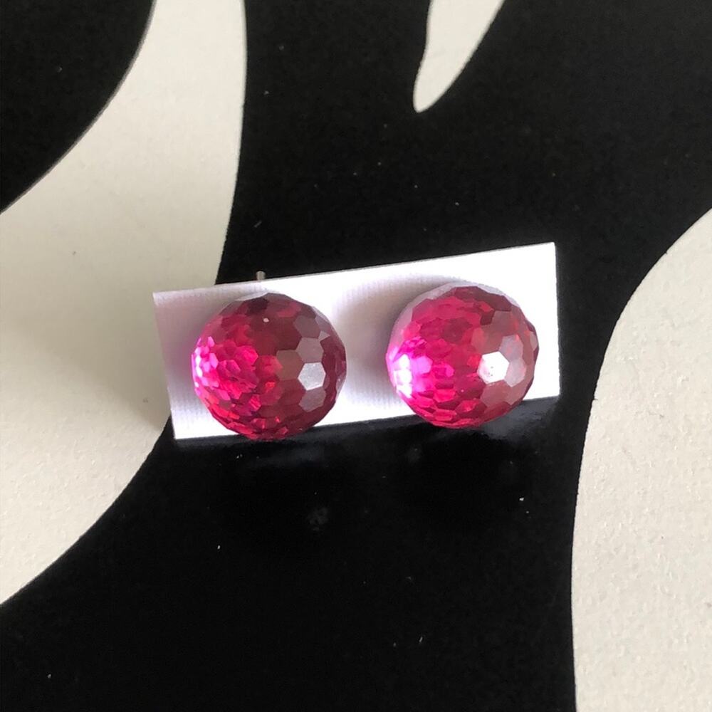 4 for $20 Round Dark Pink Stud Earrings